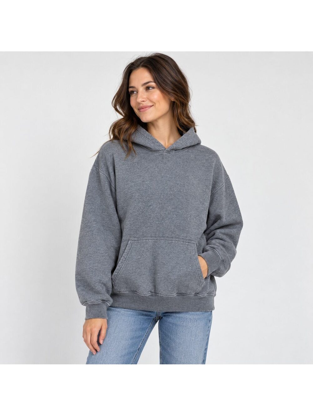 Abercrombie & Fitch Women's Essential Oversized Gray Pullover Hoodie S